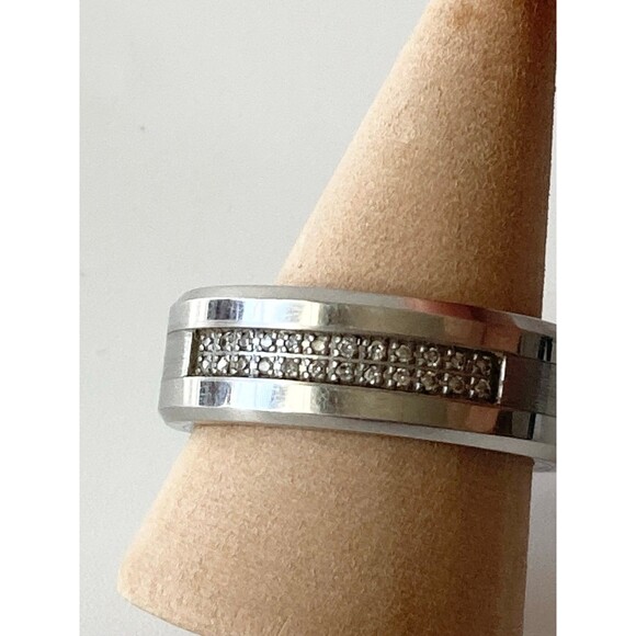 Cobalt 8MM 1/8 CT. T.W Mined Diamond Wedding Band - Picture 3 of 4